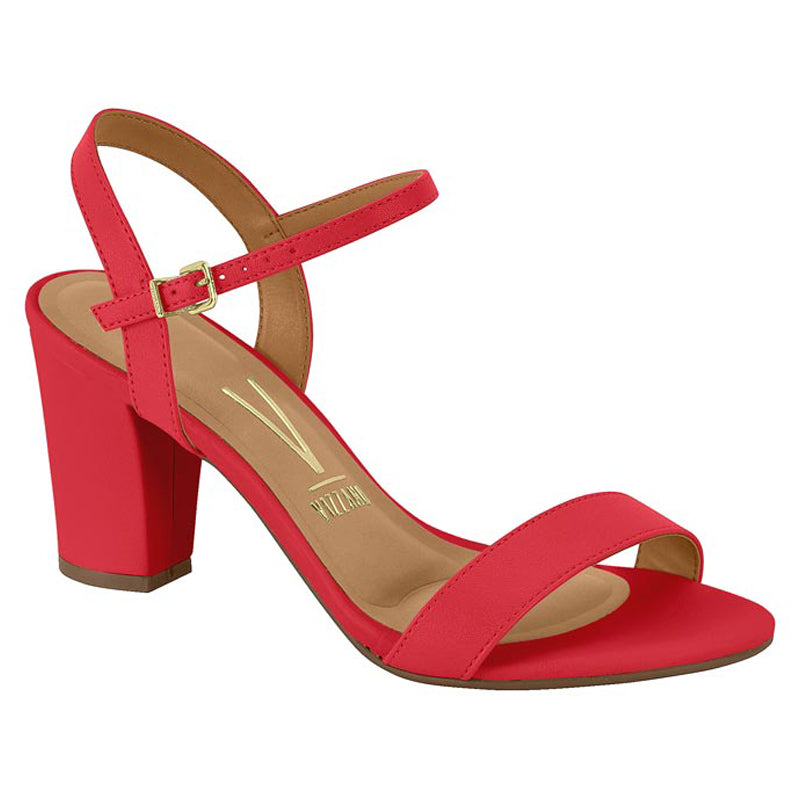 Red Straps Block Heels