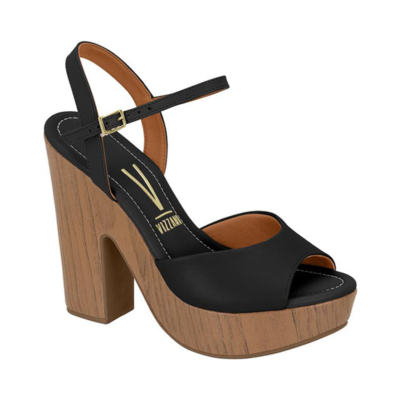 Black Ankle Strap Chunky Heels