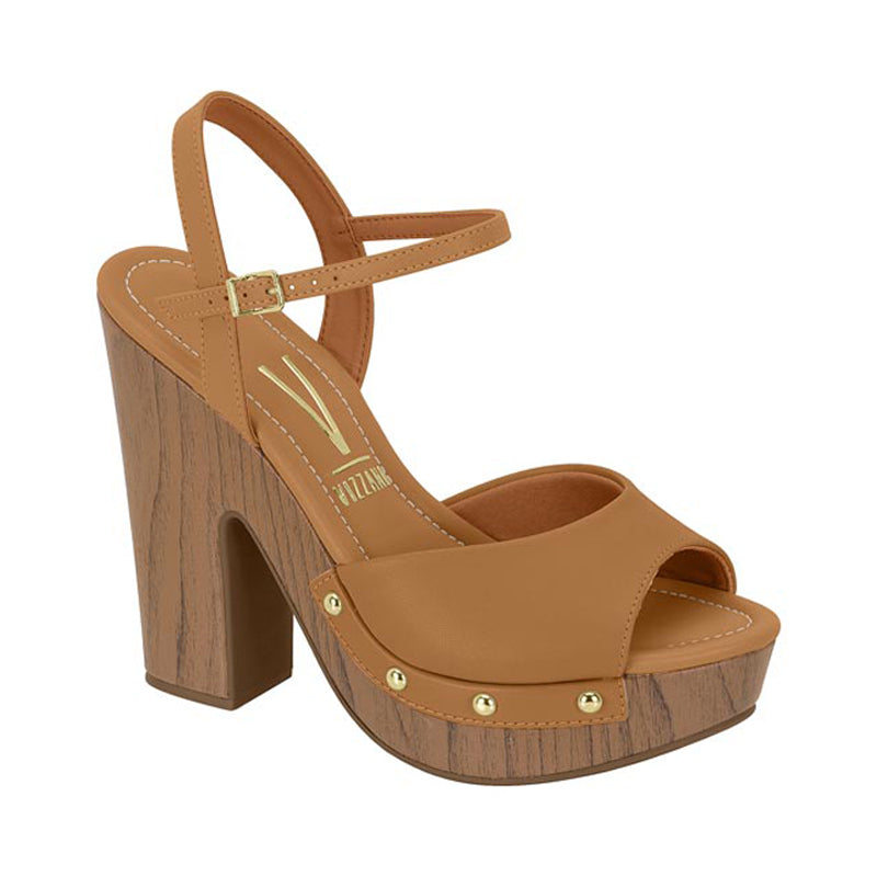 Tan Strap Chunky Heels