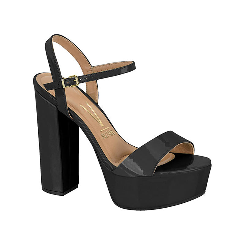 Glossy Black Block Heels