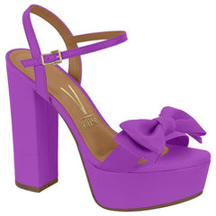 Purple Bow Block Heels