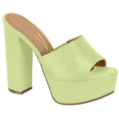 Green Slide Block Heels
