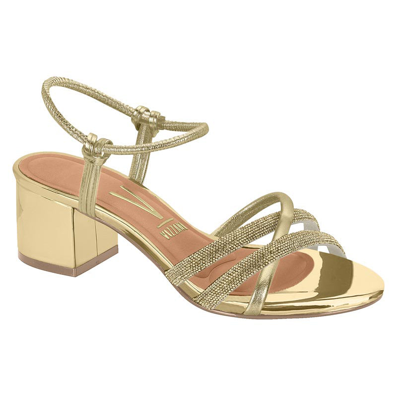 Gold Strappy Block Heel