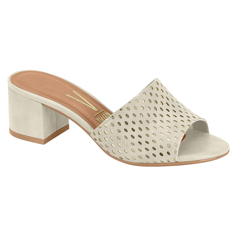 White Slide Block Heels