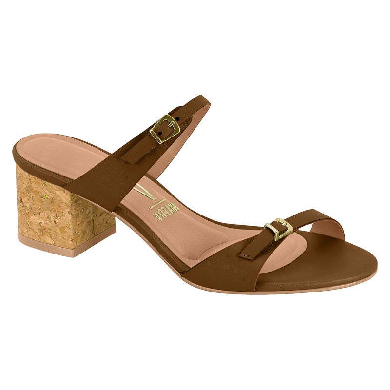 Mocha Double Straps Block Heels