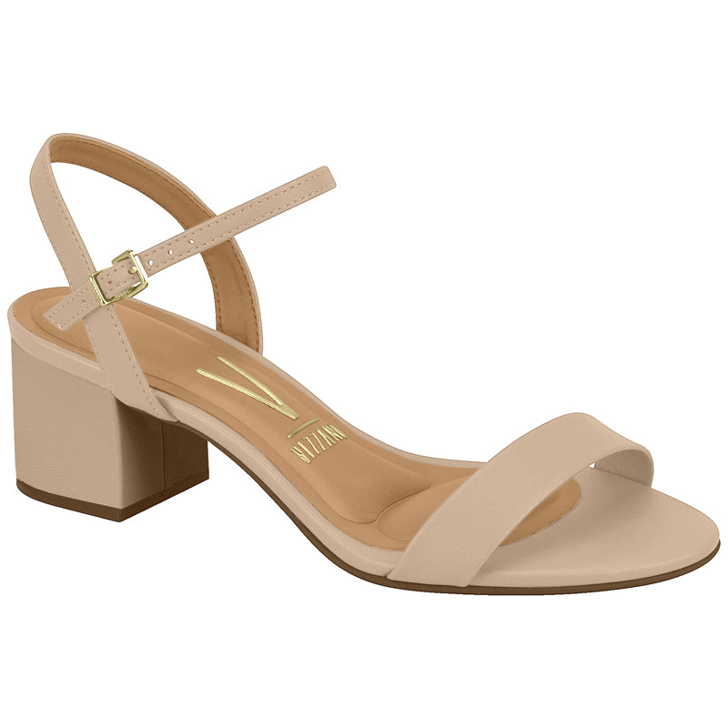 Beige Ankle Strap Block Heels