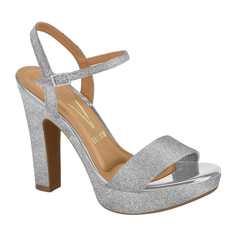 Sparkly Silver Ankle Strap Heels