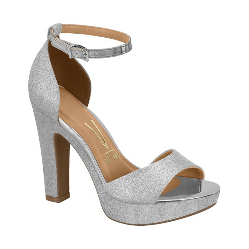 Sparkly Silver Block Heels