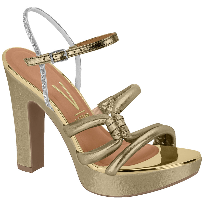 Gold Strappy Block Heels