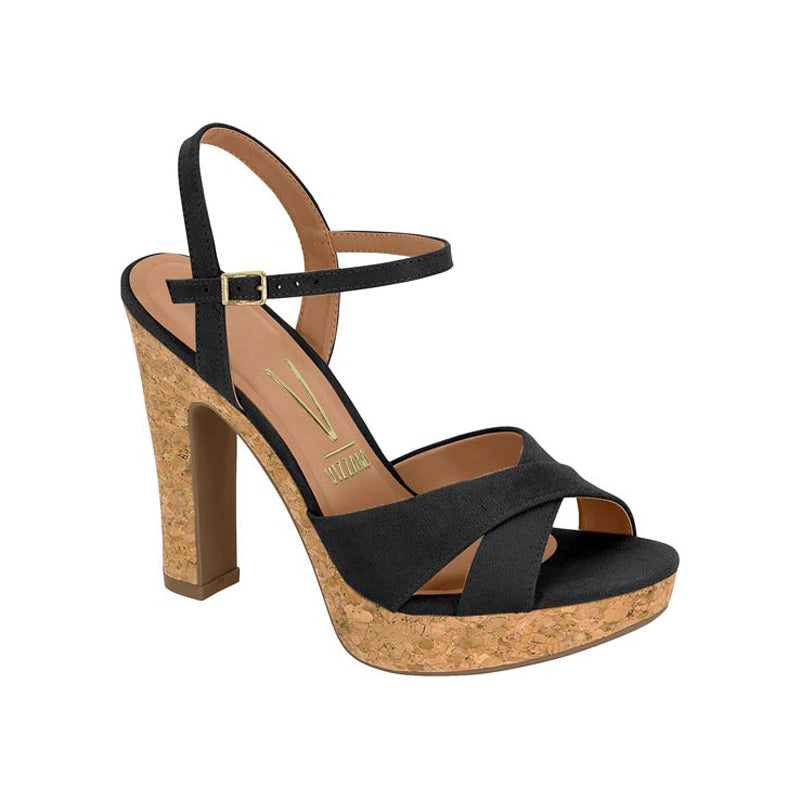 Black Strap Natural Block Heels