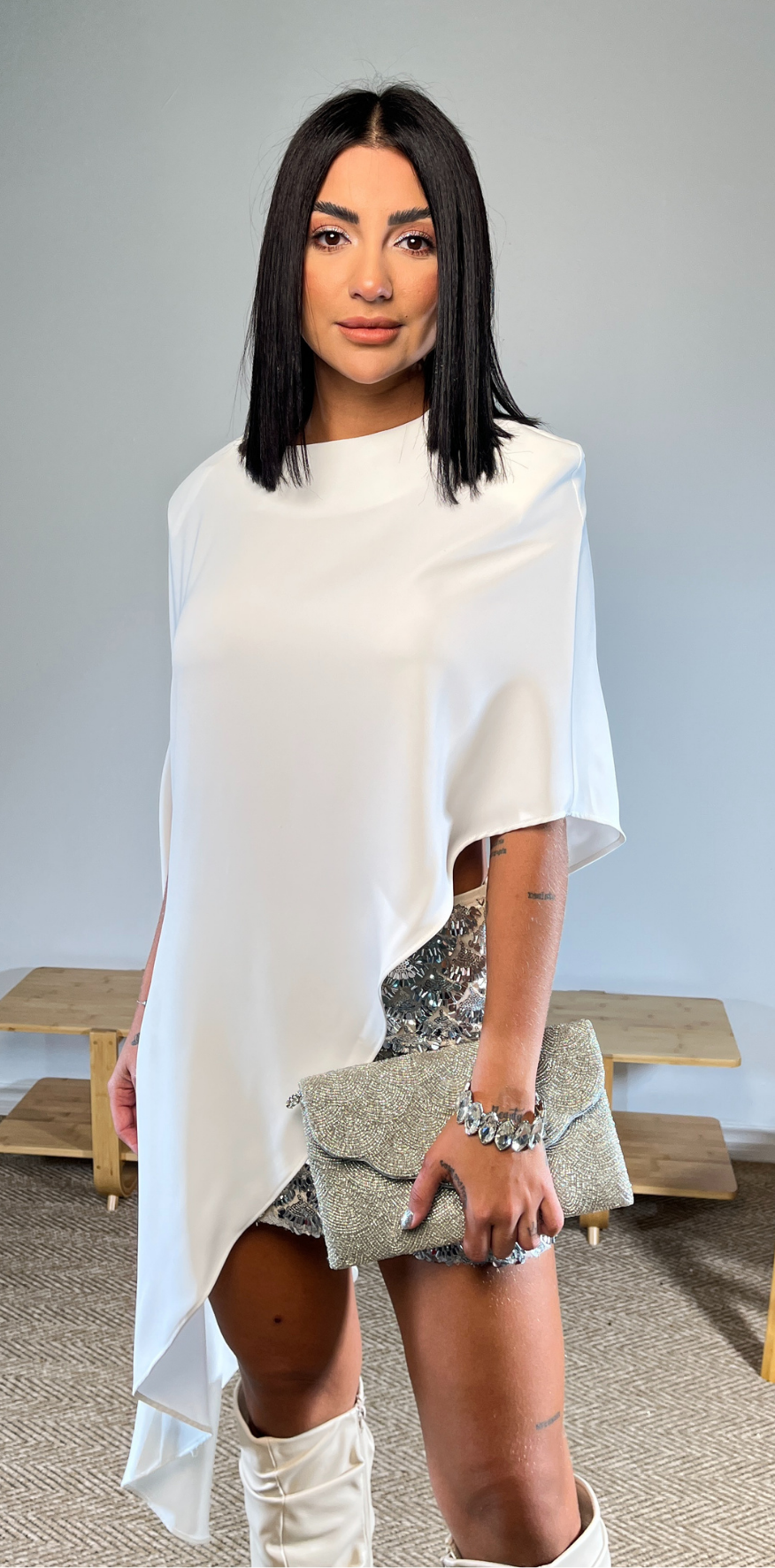 White Cape Blouse
