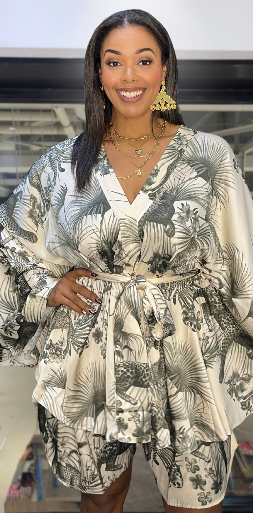 Green Tiger Print Blouse