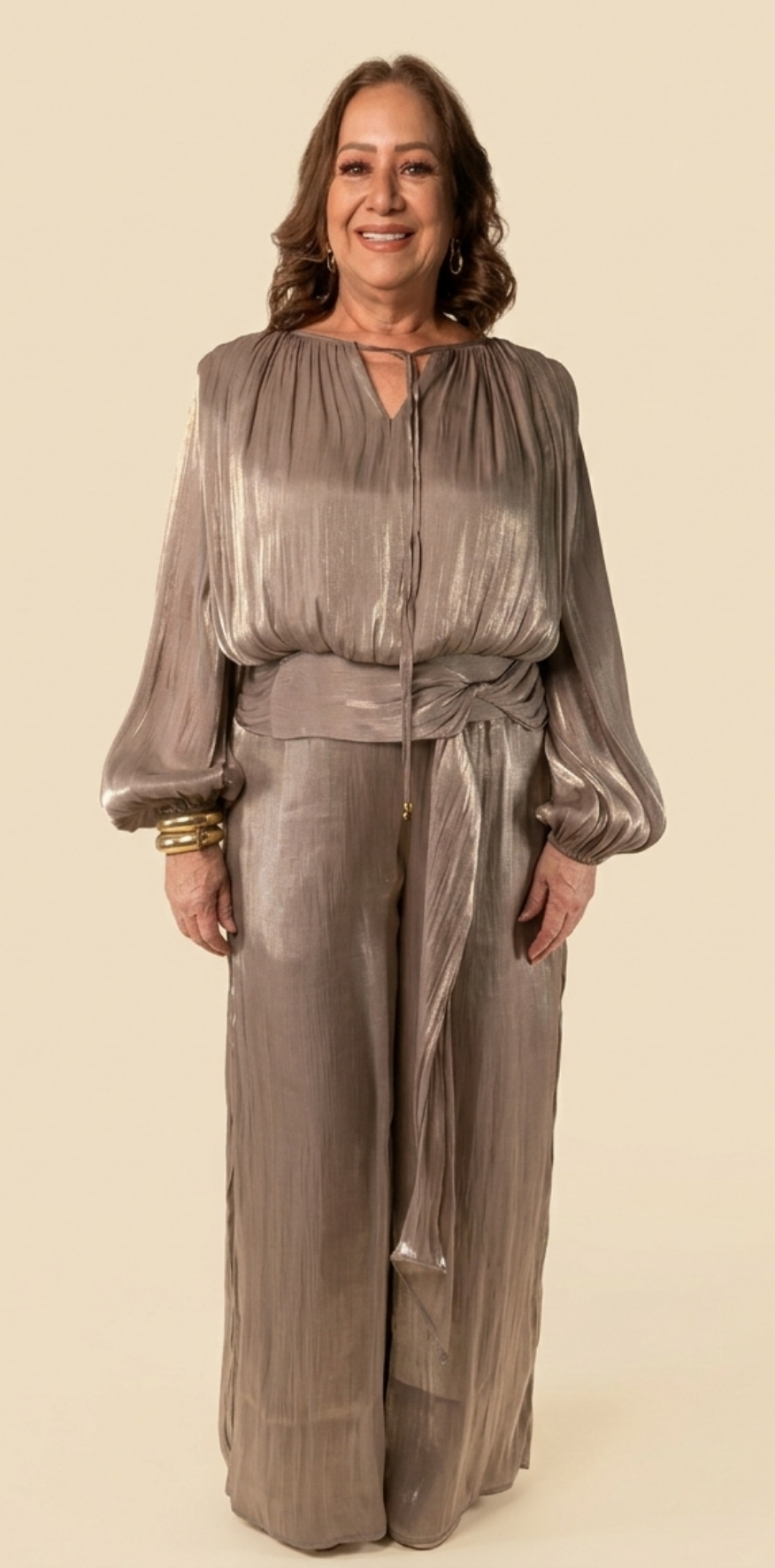 Mocha Glossy Fabric Jumpsuit