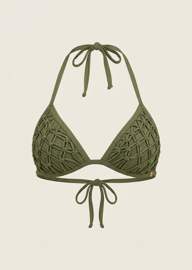 Olive Triangle Bikini Top