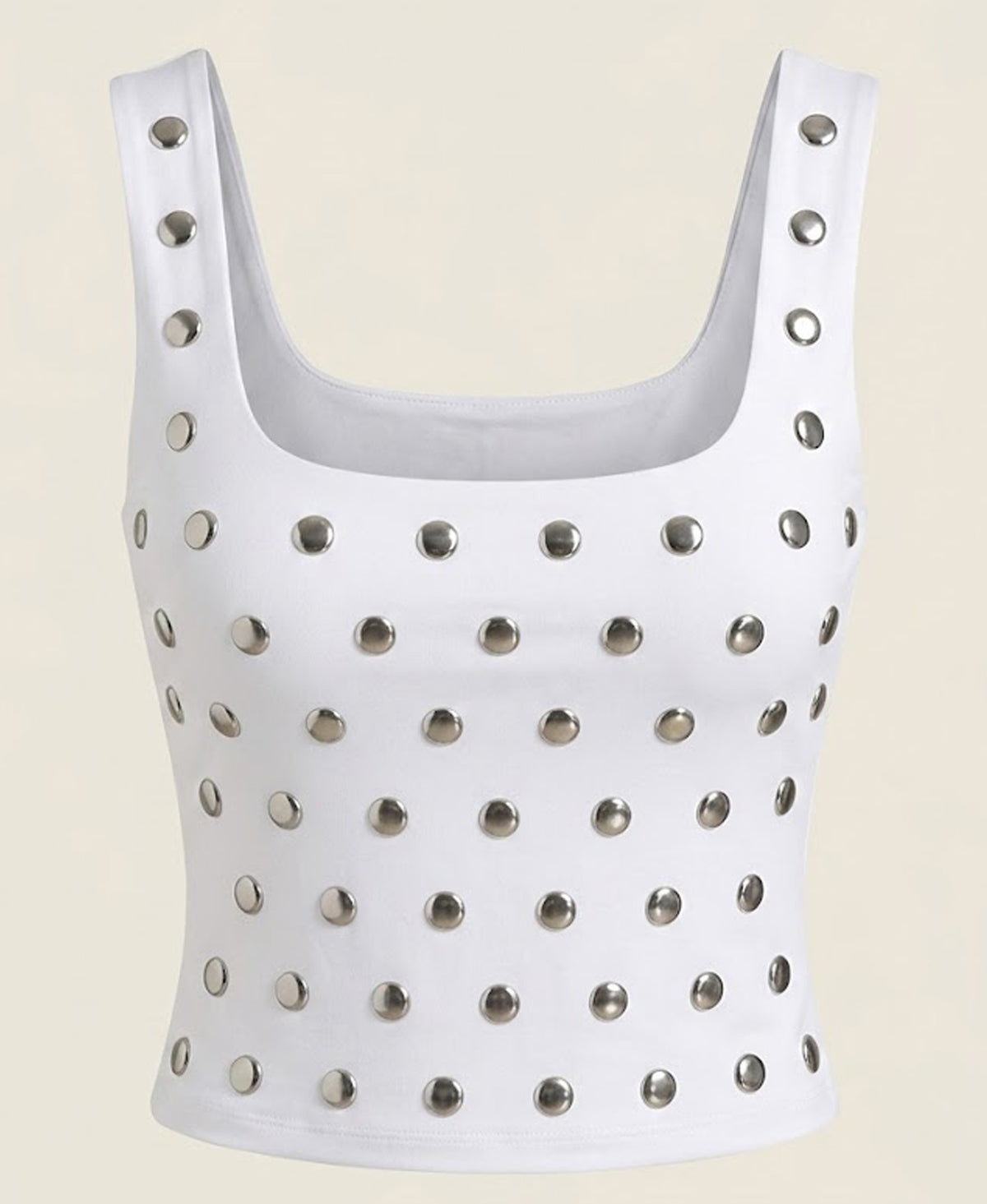 Square Neck Dotted Sleeveless Top