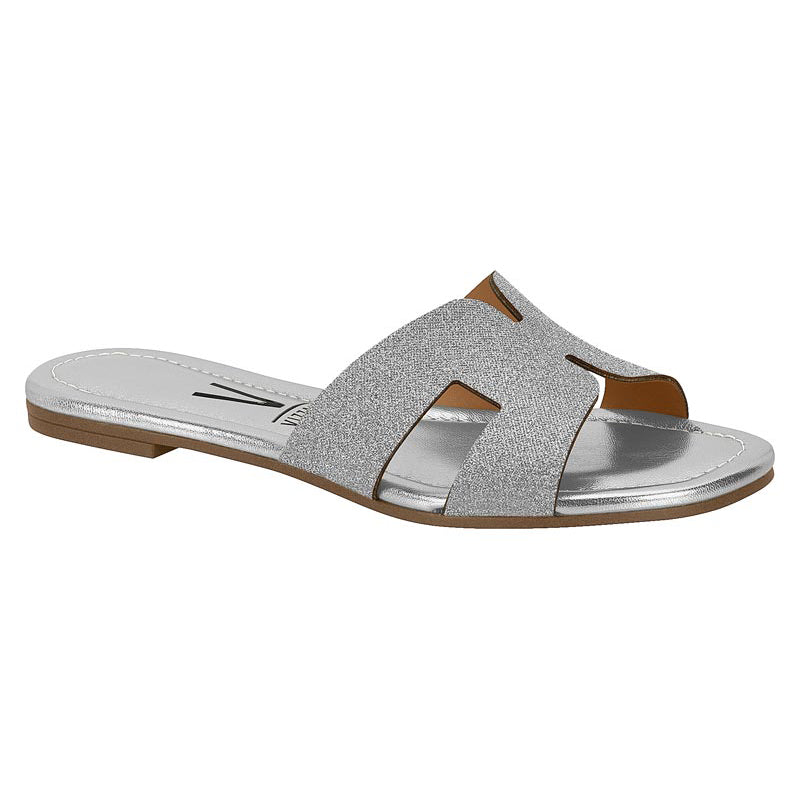 Glitter Silver Slide Sandals