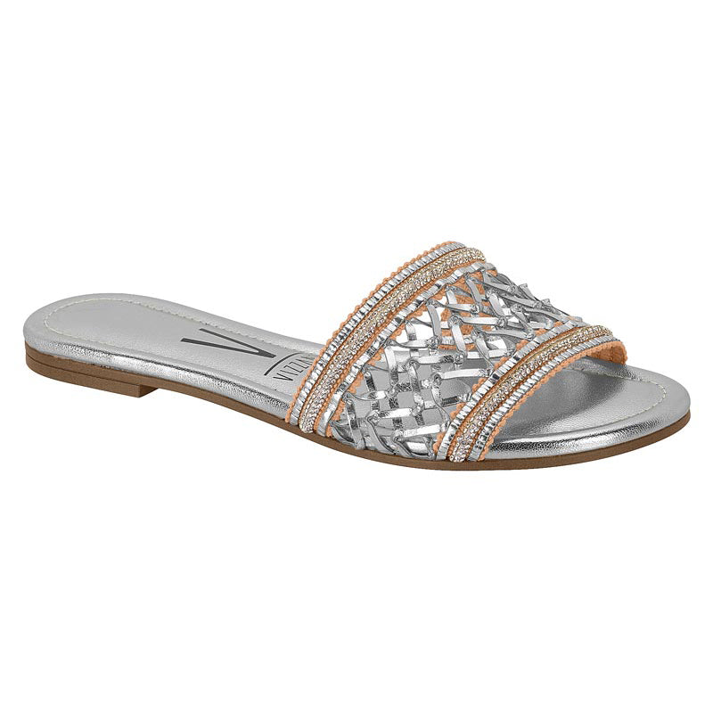 Silver Slide Sandals