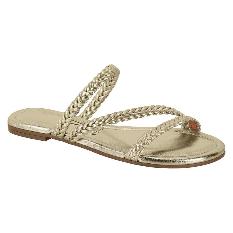 Gold Strappy Slide Sandals
