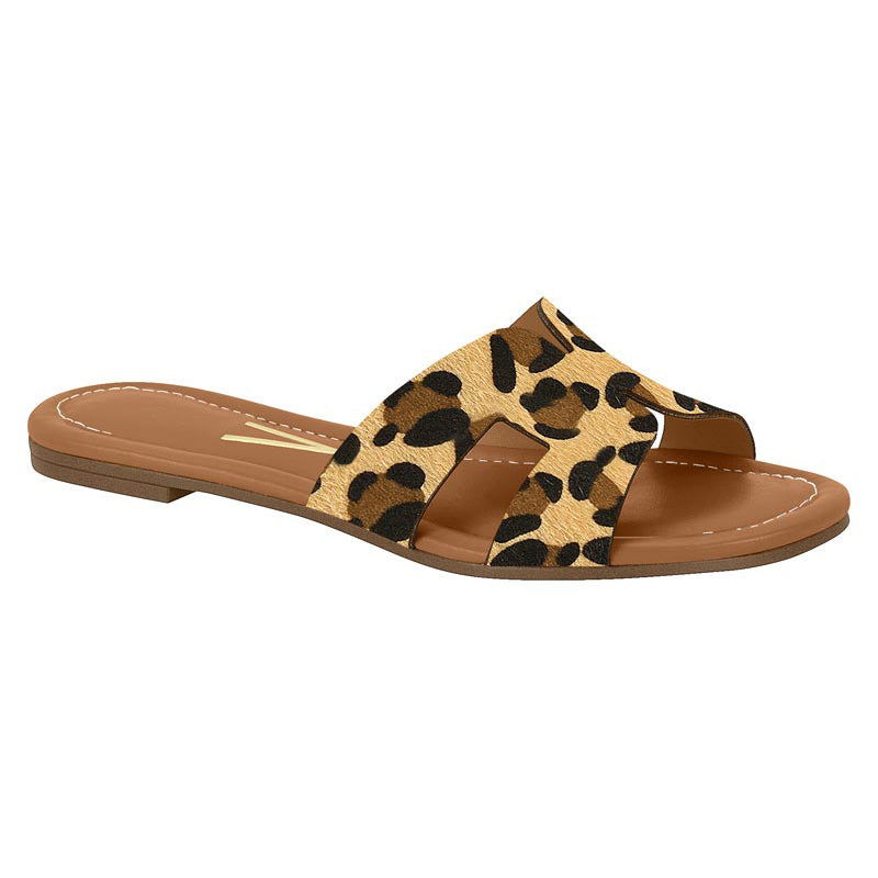 Leopard Print Slide Sandals
