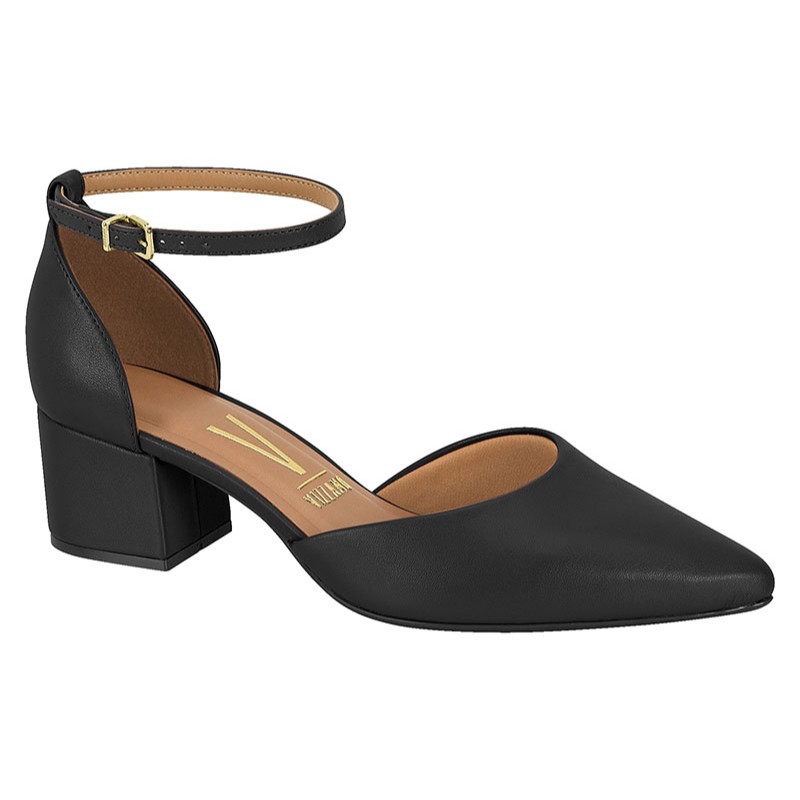 Black Ankle Strap Block Heels