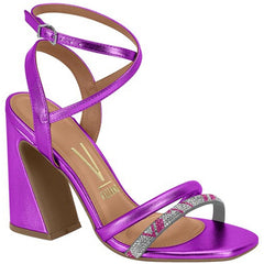 Purple Strappy Block heels