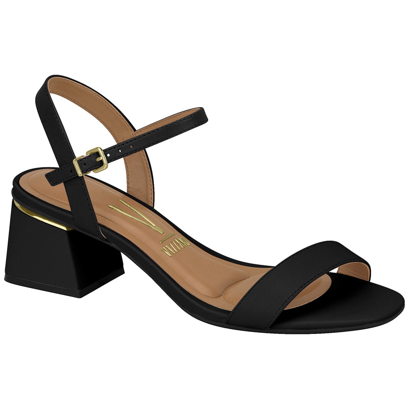 Black Ankle Strap Low Block Heels