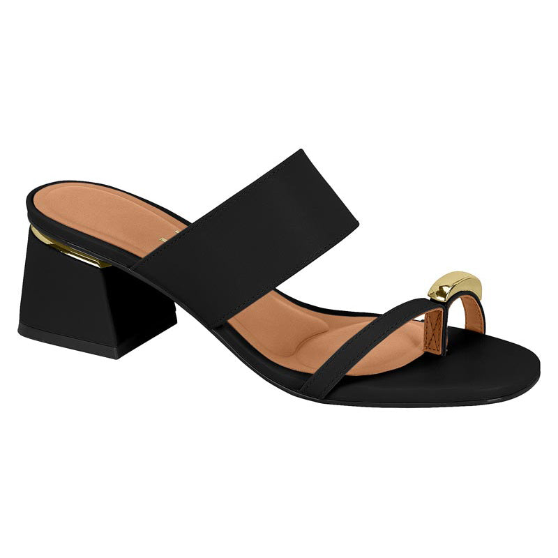 Black Slide Low Block Heels