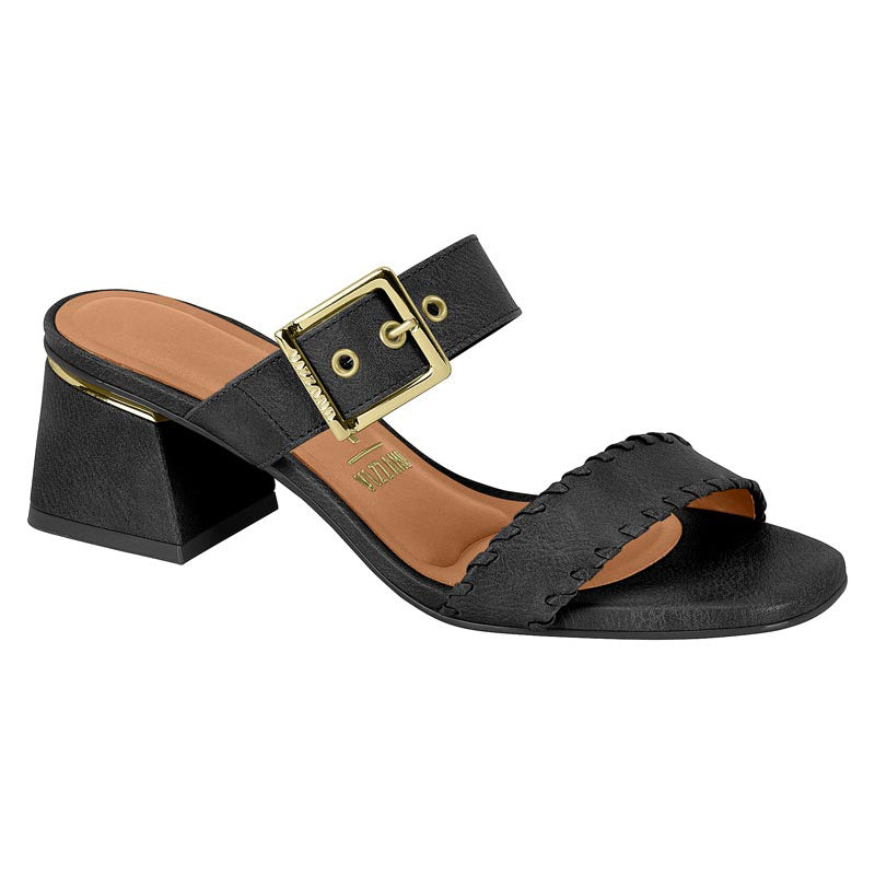Gold Detail Black Block Heels