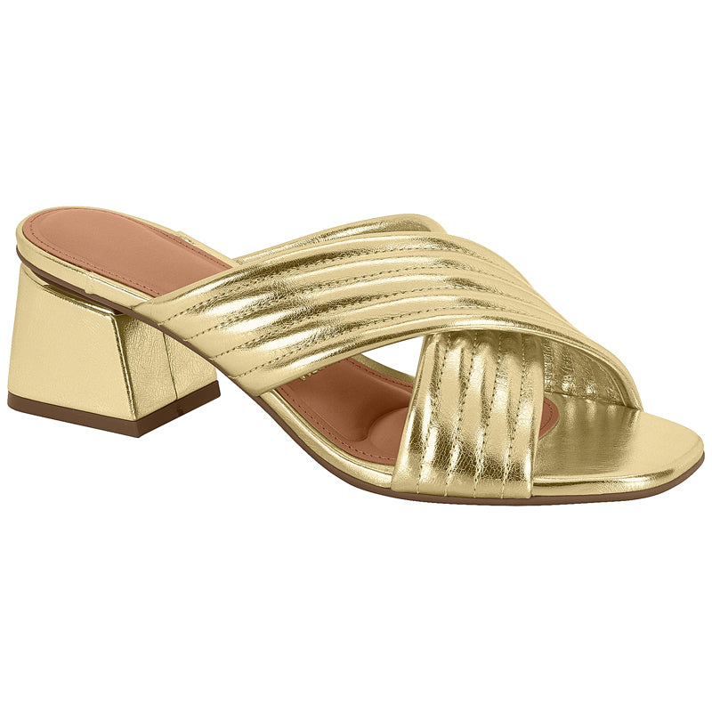 Gold Slide Low Block Heels