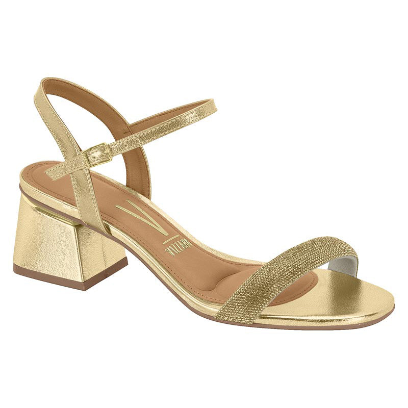 Gold Ankle Strap Block Heels