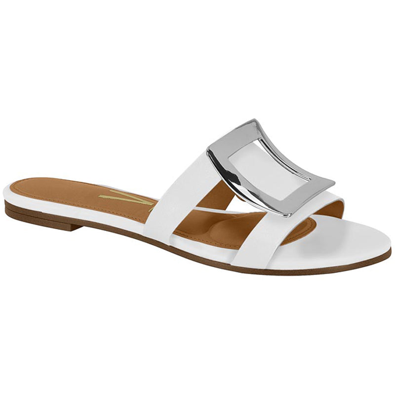Silver Detail White Sandals