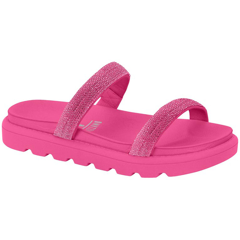 Glitter Straps Fuchsia Platform Sandals