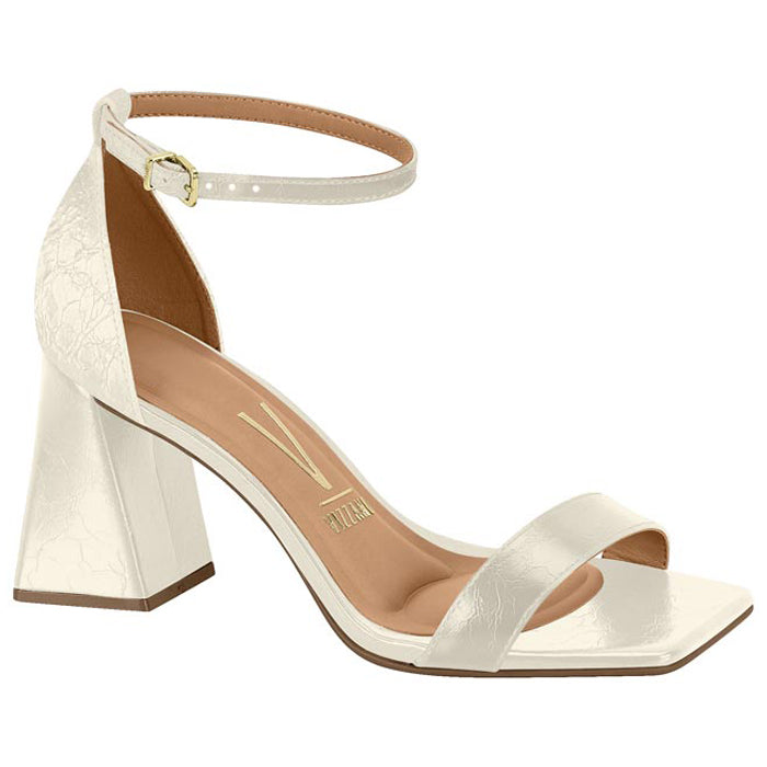 White Ankle Strap Block Heels