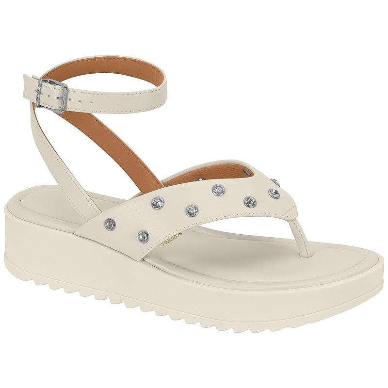 White Ankle Strap Studded Platform Sandals