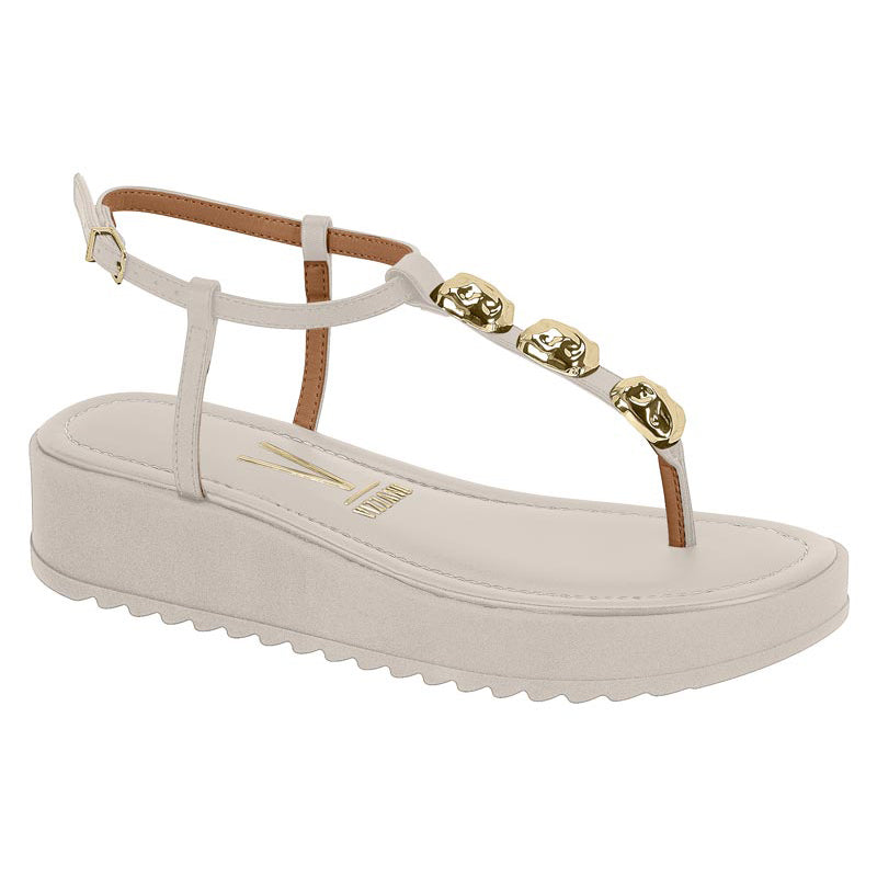 Gold Studded White Chunky Sandals