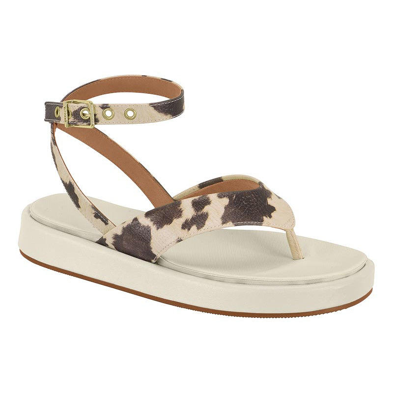 Cow Print Straps White Chunky Sandals