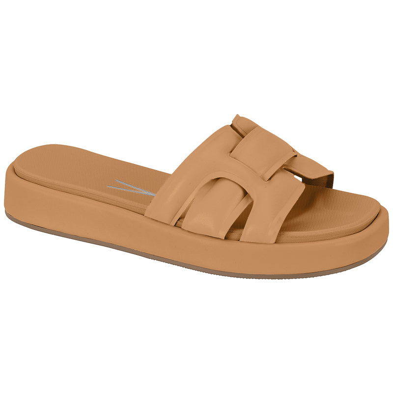 Tan Slide Platform Sandals