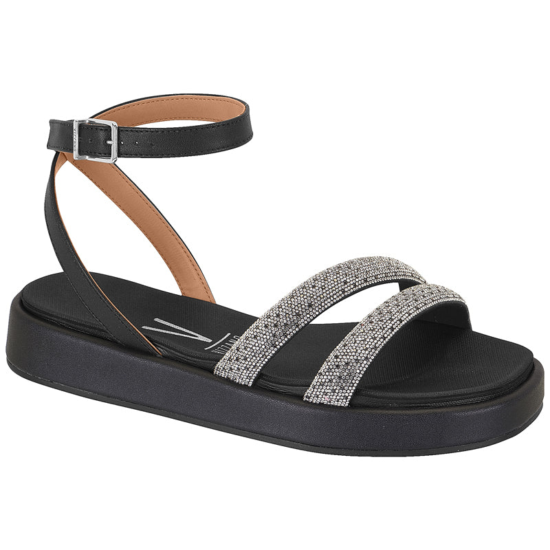 Glitter Straps Black Platform Sandals