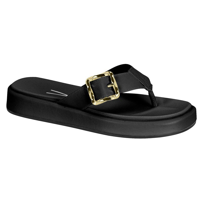 Gold Detail Black Chunky Sandals