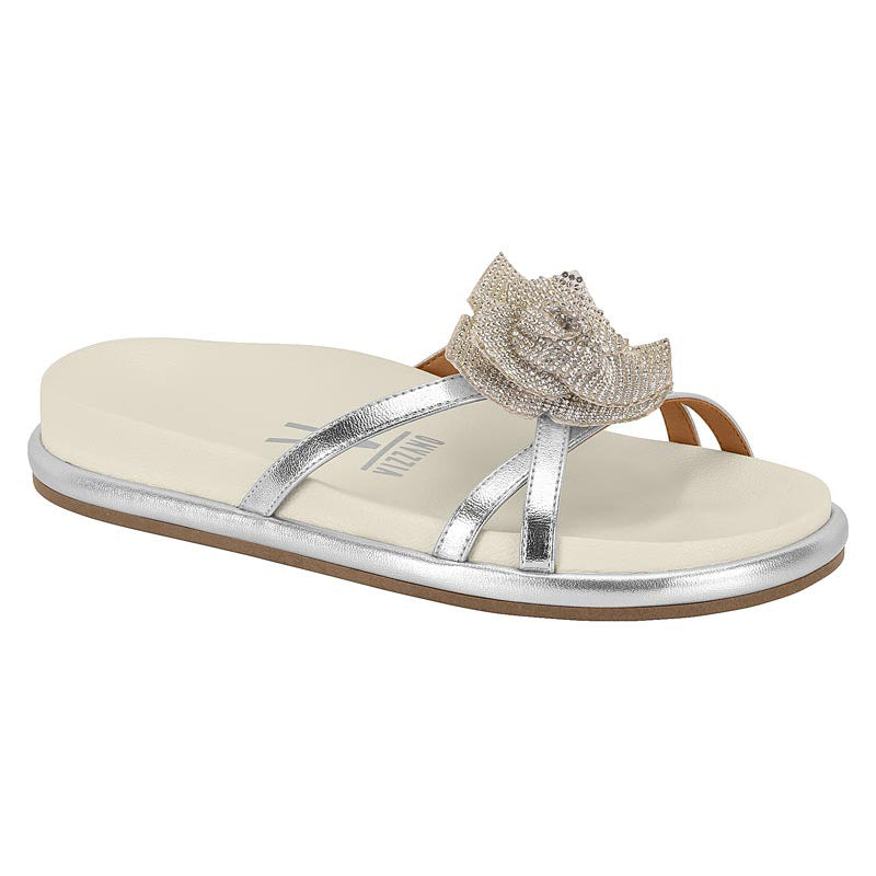 Silver and White Flower Sandals