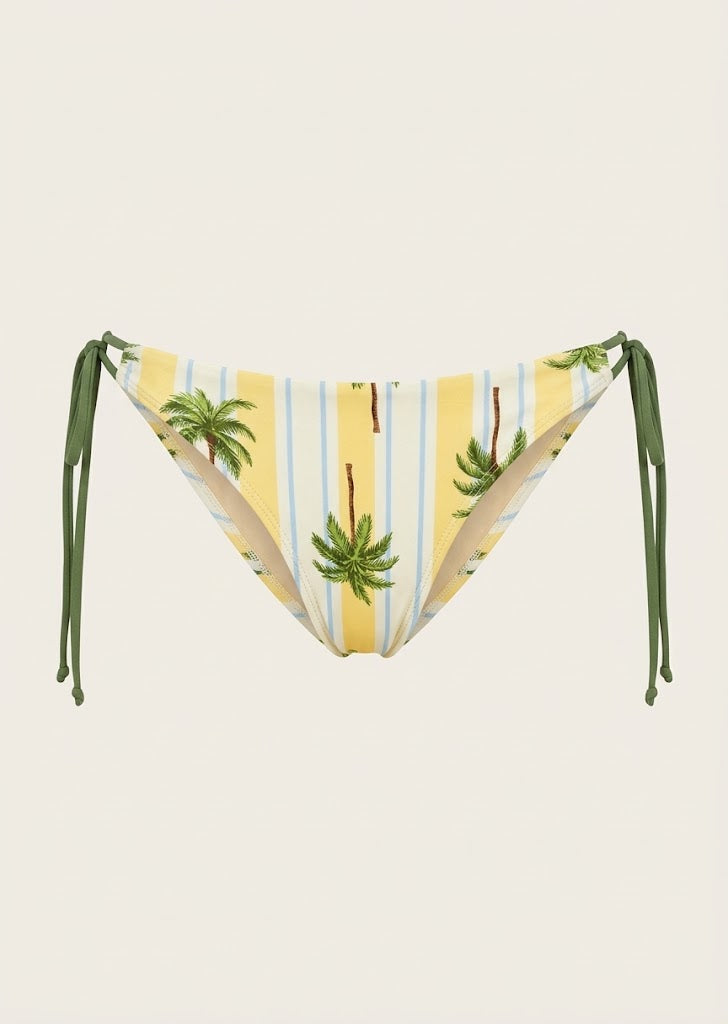 Palm Tree Striped Bikini Bottoms