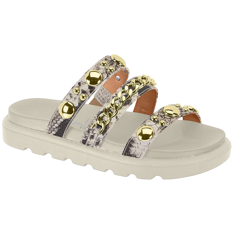 Animal Print Straps White Sandals