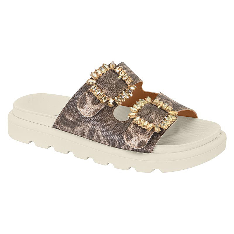 Animal Print Slide Sandals