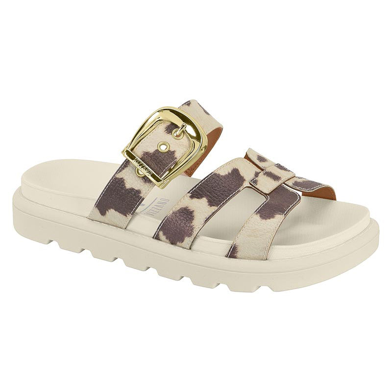 Cow Print White Slide Chunky Sandals