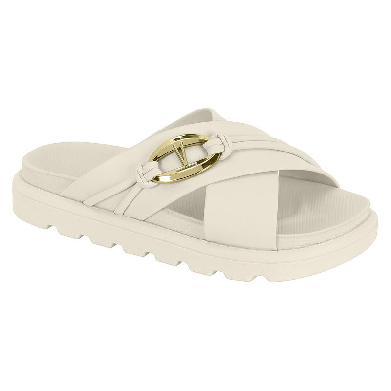 Creme Cross Straps Sandals