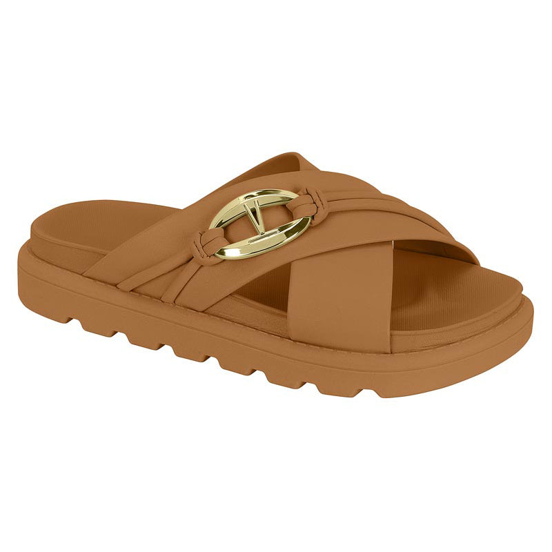 Tan Cross Straps Sandals