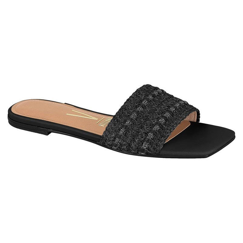 Black Woven Slide Sandals