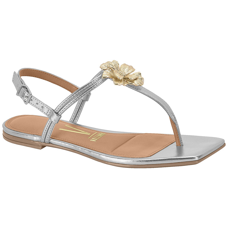 Gold Flower Silver Sandals