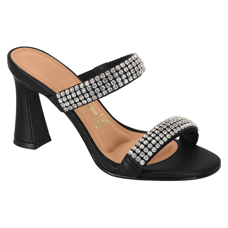 Studded Straps Black Heels