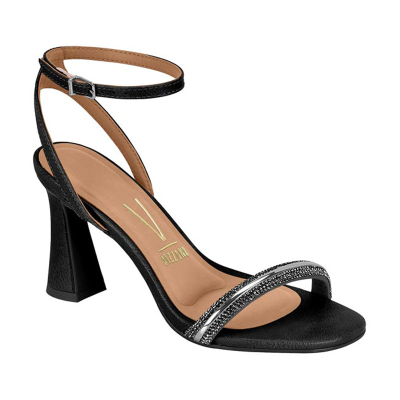 Silver Strap Black Heels
